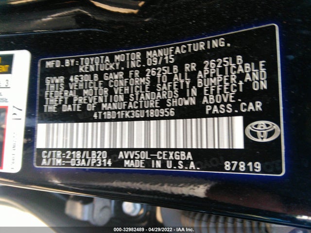 2016 Toyota Camry, VIN: 4T1BD1FK3GU180956