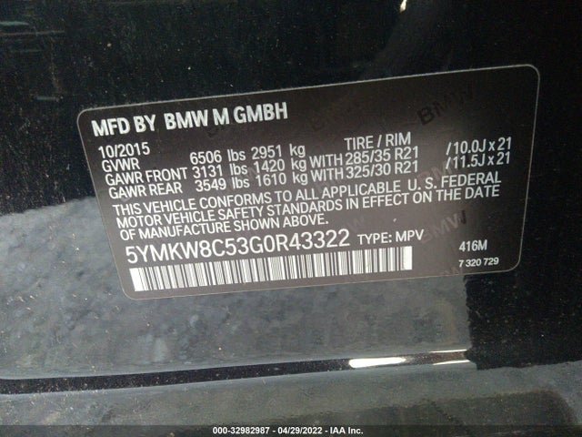 2016 BMW X6, VIN: 5YMKW8C53G0R43322