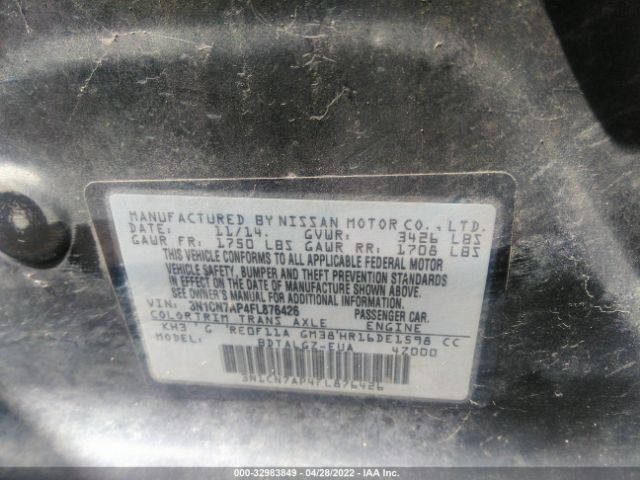 3N1CN7AP4FL876426 Nissan Versa Sl