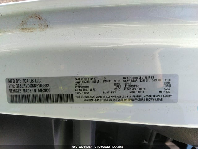 2022 Ram Promaster, VIN: 3C6LRVDG8NE105382
