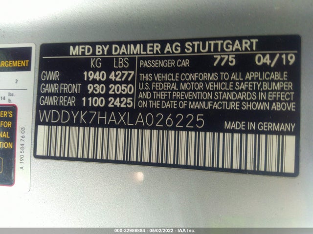 2020 Mercedes-Benz AMG GT, VIN: WDDYK7HAXLA026225