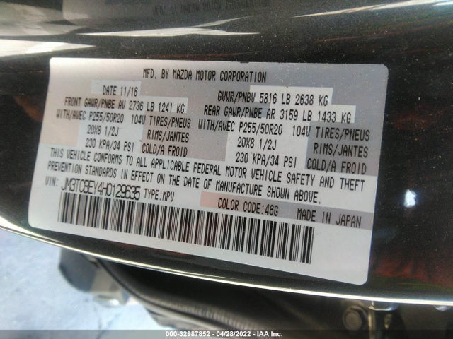 2017 Mazda CX-9, VIN: JM3TCBEY4H0129635