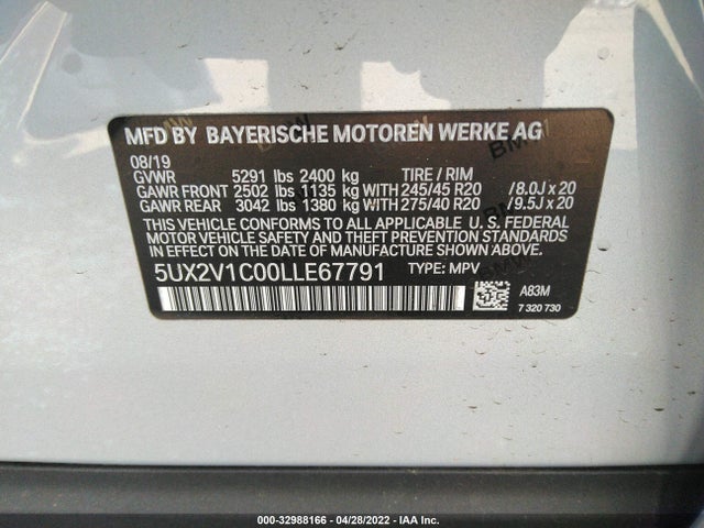 2020 BMW X4, VIN: 5UX2V1C00LLE67791