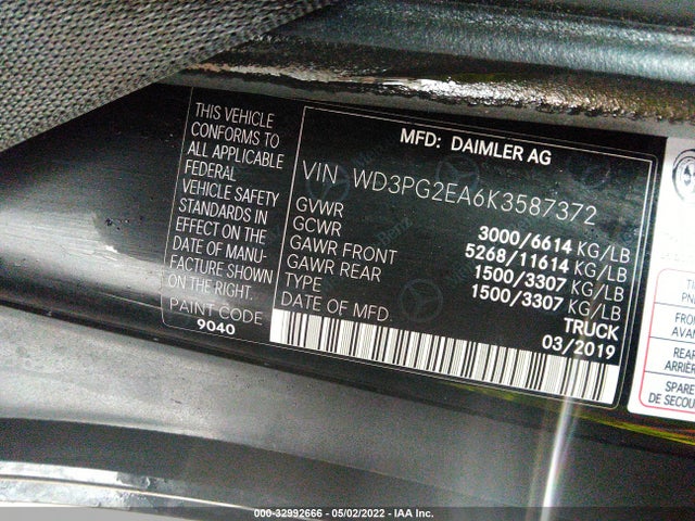 2019 Mercedes-Benz Metris, VIN: WD3PG2EA6K3587372