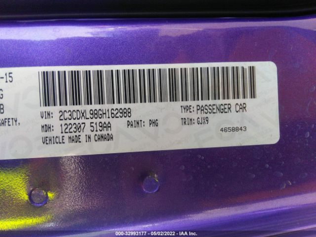2C3CDXL98GH162988 Dodge Charger Srt Hellcat
