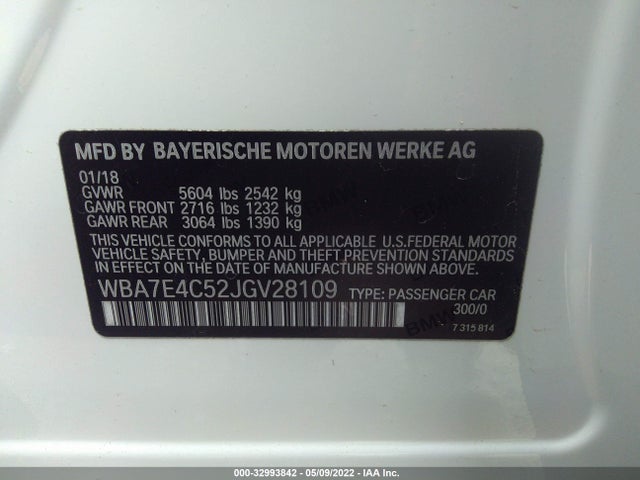 2018 BMW 7 Series, VIN: WBA7E4C52JGV28109