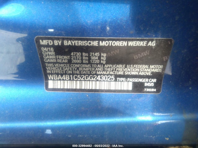 BMW 4 Series 435i 2016 WBA4B1C52GG243025 Image 9