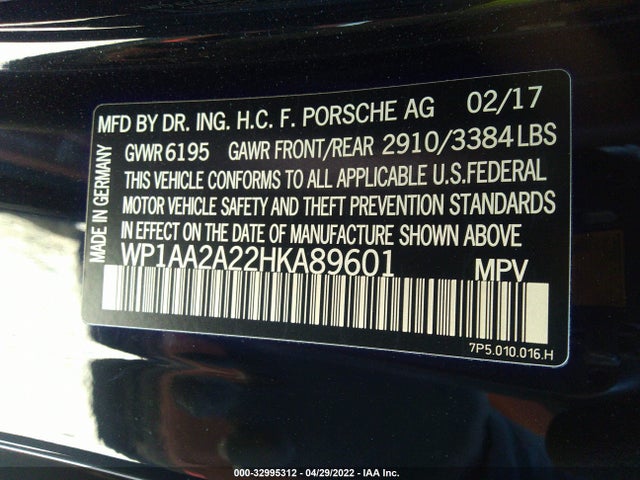 2017 Porsche Cayenne, VIN: WP1AA2A22HKA89601