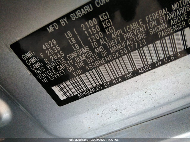 2019 Subaru Legacy, VIN: 4S3BNEN65K3017723