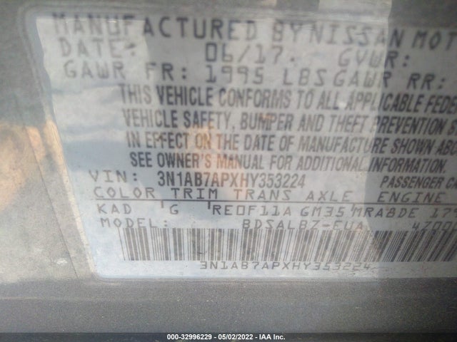 Nissan SENTRA S 2017 3N1AB7APXHY353224 Image 9