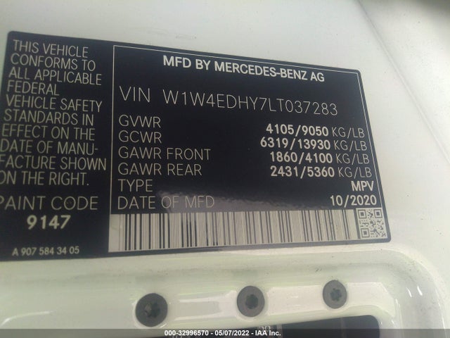 2020 Mercedes-Benz Sprinter, VIN: W1W4EDHY7LT037283