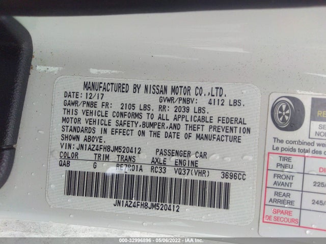 2018 Nissan Z, VIN: JN1AZ4FH8JM520412