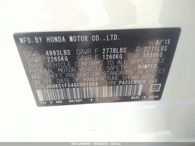 2016 Acura RLX, VIN: JH4KC1F54GC001054