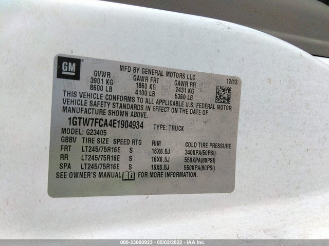 2014 GMC Savana, VIN: 1GTW7FCA4E1904934