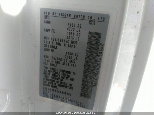 Nissan NV200 2019 3N6CM0KN2KK698162 Image 9