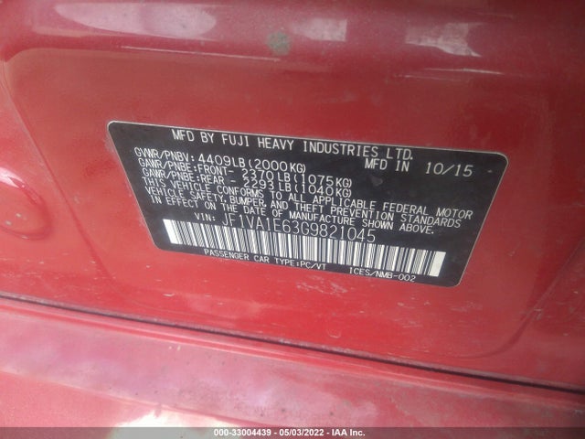 2016 Subaru WRX, VIN: JF1VA1E63G9821045