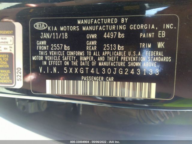 5XXGT4L30JG243133 KIA Optima S