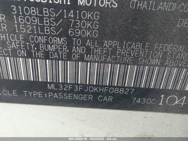 2019 Mitsubishi Mirage, VIN: ML32F3FJ0KHF08827