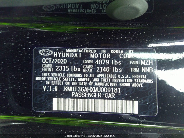 2021 Hyundai Veloster, VIN: KMHT36AHXMU009181