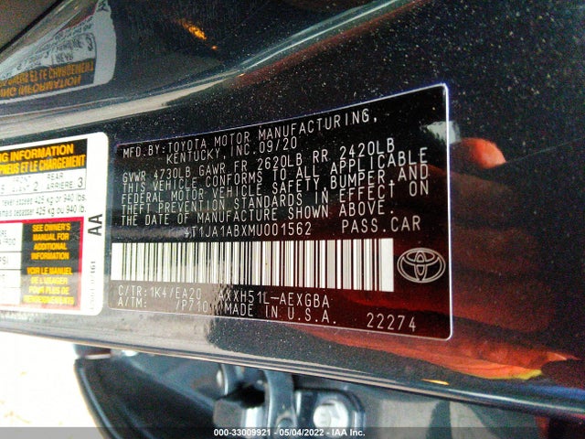 2021 Toyota Avalon, VIN: 4T1JA1ABXMU001562