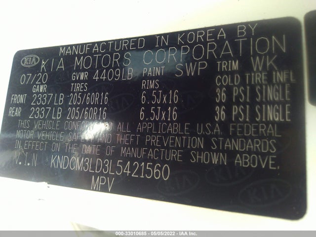 2020 Kia Niro, VIN: KNDCM3LD3L5421560