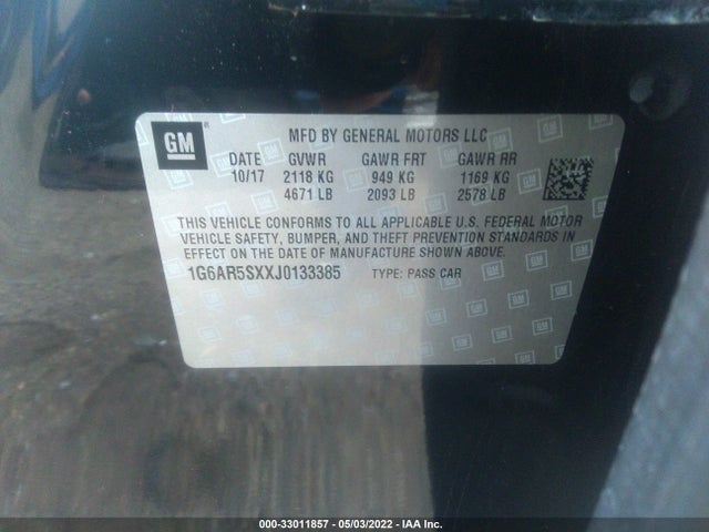 2018 Cadillac CTS, VIN: 1G6AR5SXXJ0133385