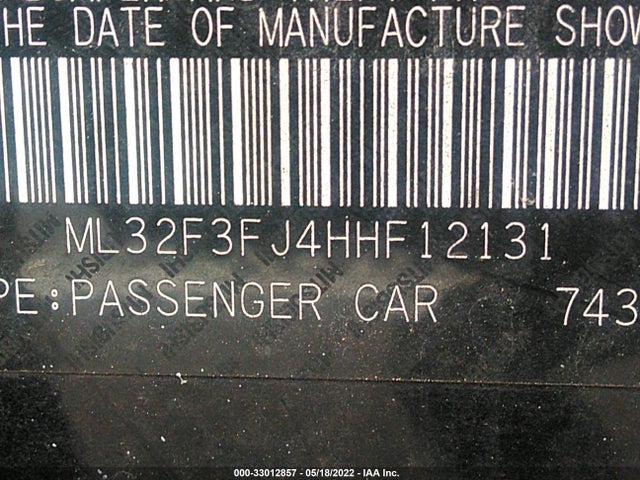 2017 Mitsubishi Mirage, VIN: ML32F3FJ4HHF12131