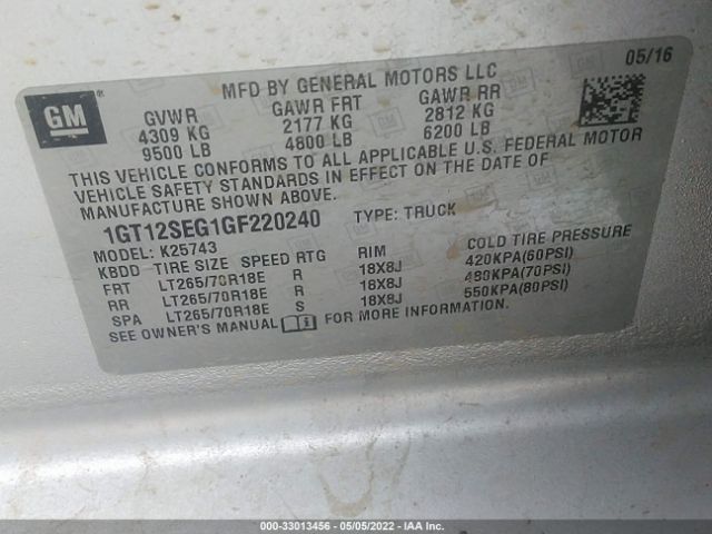 1GT12SEG1GF220240 GMC Sierra 2500hd Sle