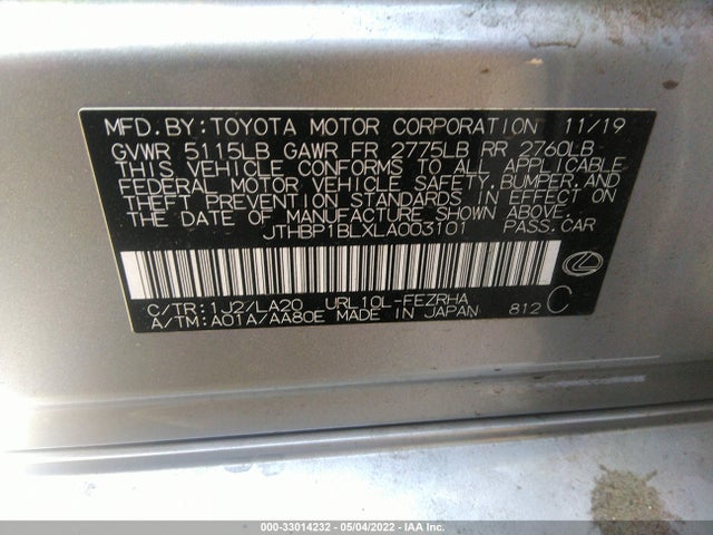 2020 Lexus GS, VIN: JTHBP1BLXLA003101