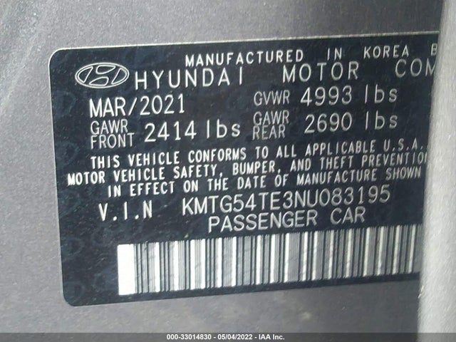 2022 Genesis G70, VIN: KMTG54TE3NU083195