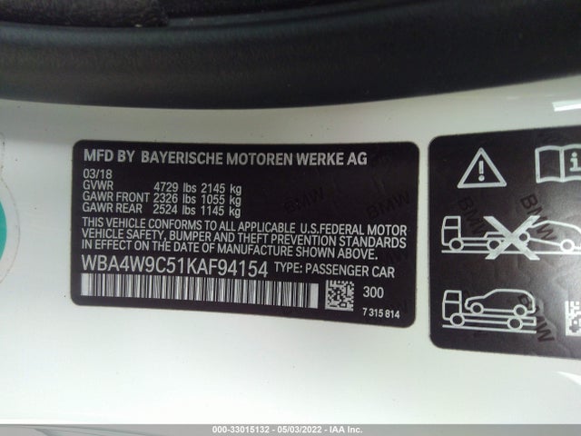 2019 BMW 4 Series, VIN: WBA4W9C51KAF94154