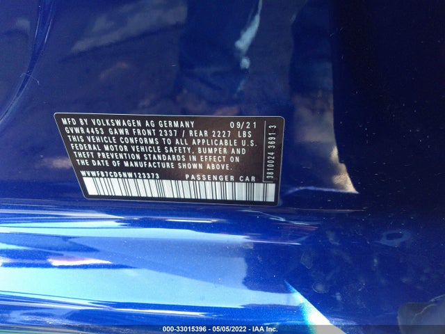 2022 Volkswagen Golf R, VIN: WVWFB7CD5NW123373