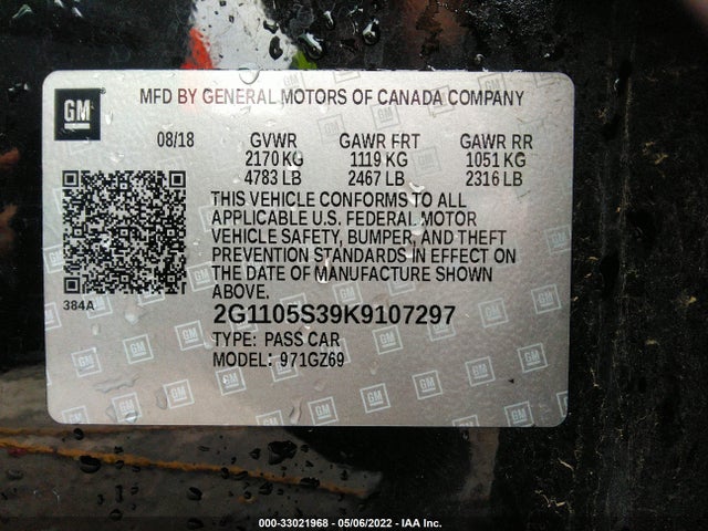 Chevrolet Impala Premier 2019 2G1105S39K9107297 Image 11