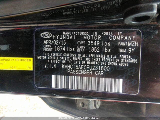 2015 Hyundai Accent, VIN: KMHCT5AE0FU231800