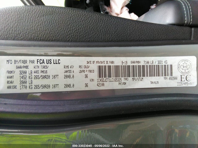 Dodge Durango R/t 2020 1C4SDJCT1LC165325 Image 9