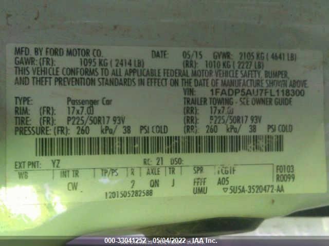 1FADP5AU7FL118300 Ford C-max Hybrid Se
