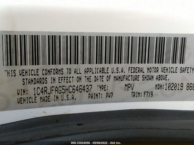 1C4RJFAG5HC646437 Jeep Grand Cherokee Laredo