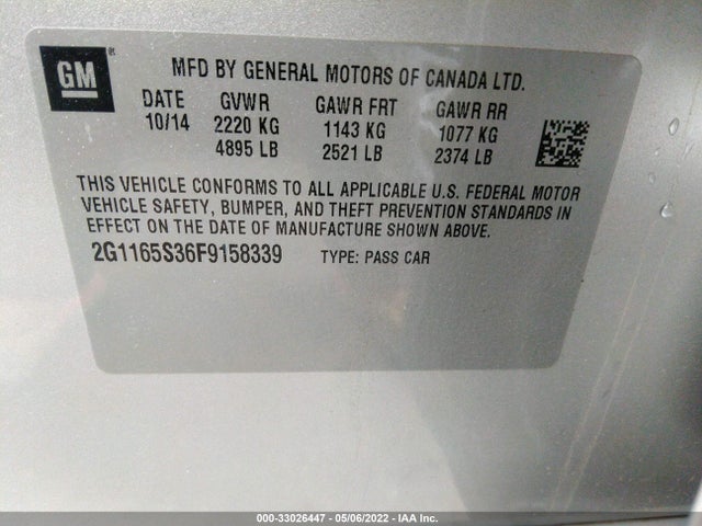 2015 Chevrolet Impala, VIN: 2G1165S36F9158339