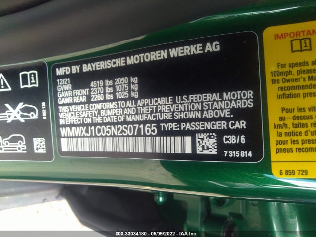 2022 Mini Clubman, VIN: WMWXJ1C05N2S07165