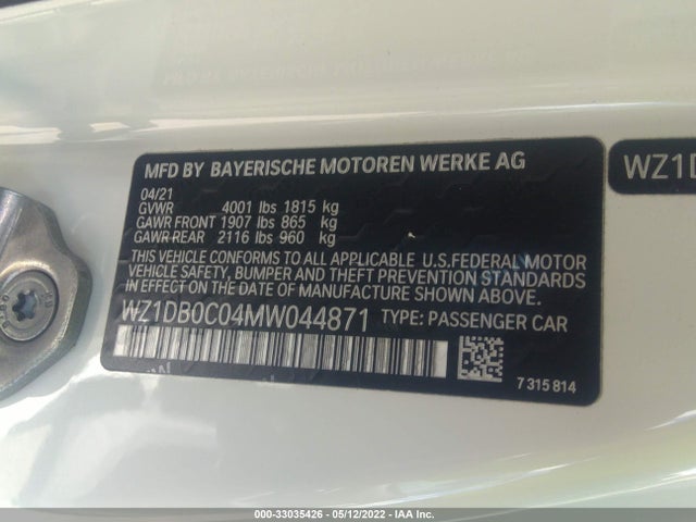 2021 Toyota Supra, VIN: WZ1DB0C04MW044871