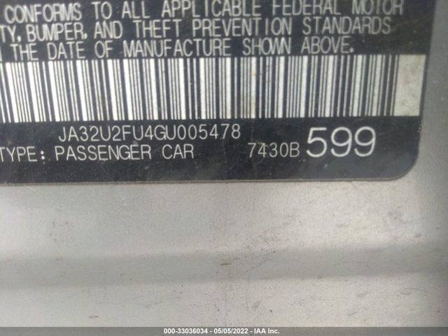 2016 Mitsubishi Lancer, VIN: JA32U2FU4GU005478