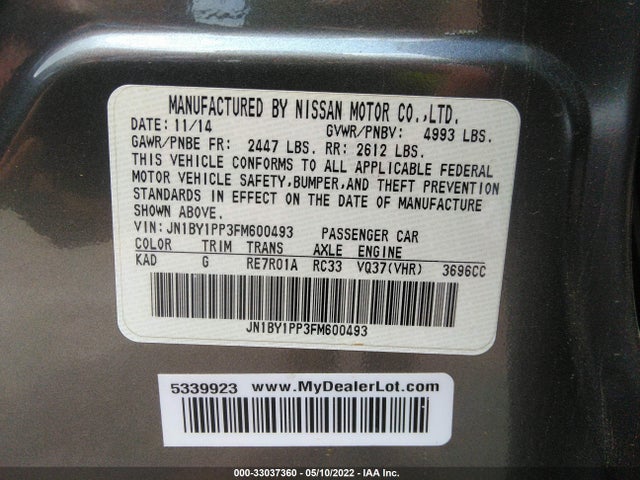 2015 Infiniti Q70, VIN: JN1BY1PP3FM600493