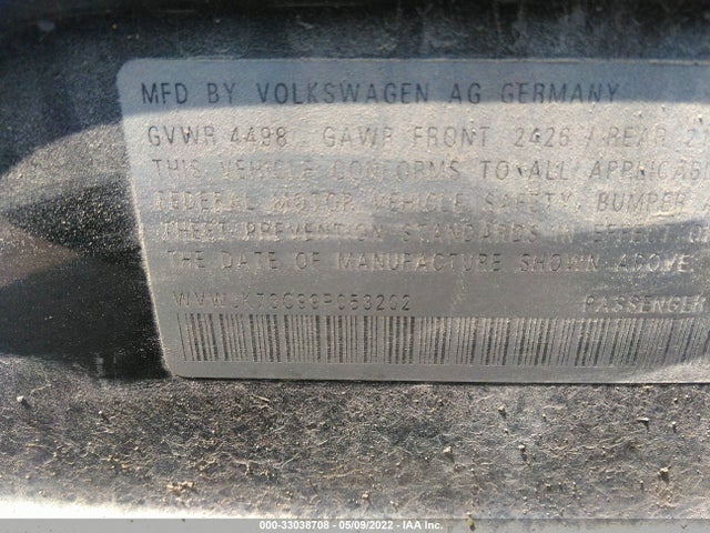 2009 VOLKSWAGEN PASSAT SEDAN KOMFORT VIN: WVWJK73C99P053202