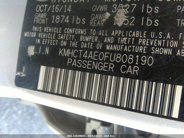2015 HYUNDAI ACCENT VIN: KMHCT4AE0FU808190
