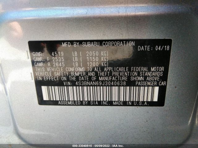 4S3BNAN69J3040638 Subaru Legacy Limited