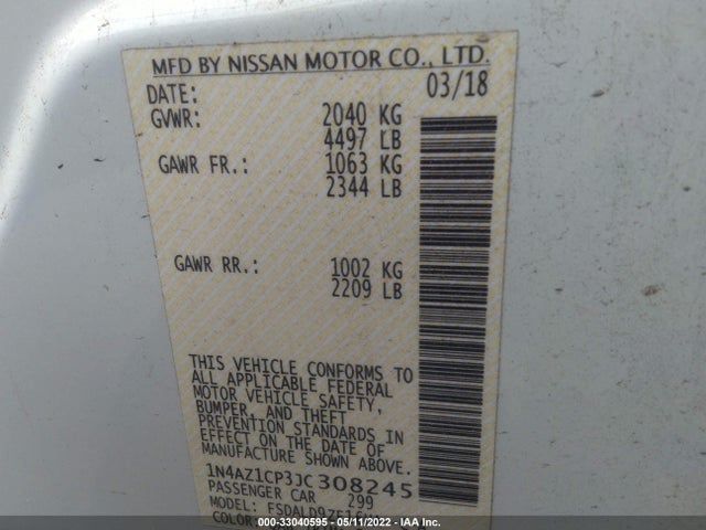 2018 Nissan Leaf, VIN: 1N4AZ1CP3JC308245