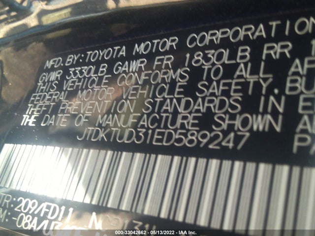 2014 Toyota Yaris, VIN: JTDKTUD31ED589247