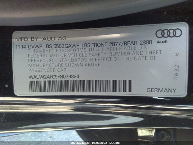 2015 Audi S7, VIN: WAUW2AFC9FN039884