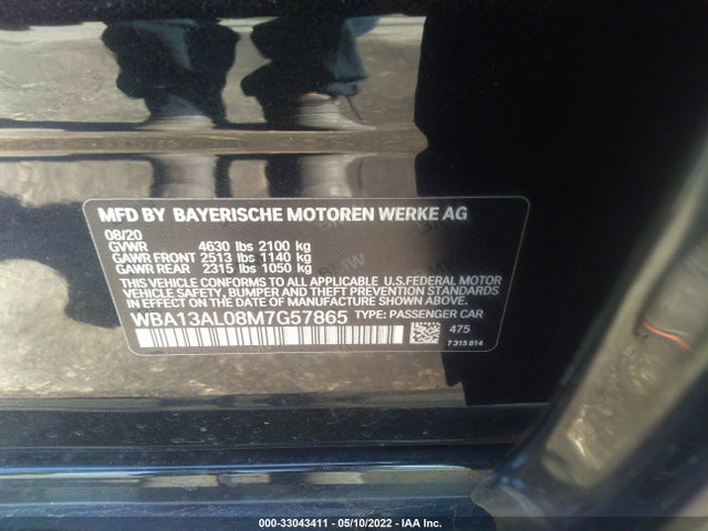 2021 BMW 2 Series, VIN: WBA13AL08M7G57865