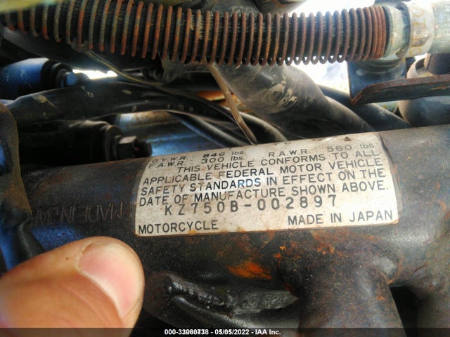1980 KAWASAKI KZ750 VIN: KZ750B002897